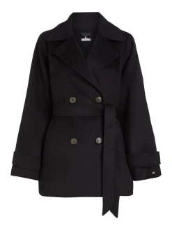 Tommy Hilfiger Naisten VillakangasTakki, DF WOOL BLEND SHORT TRENCH Musta