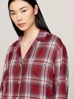 Tommy Hilfiger Naisten Yöpaita, TH SHIRT NIGHTDRESS FL Punainen Ruutu