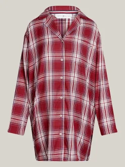 Tommy Hilfiger Naisten Yöpaita, TH SHIRT NIGHTDRESS FL Punainen Ruutu