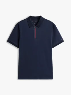 Tommy Hilfiger Regular Signature Zip Placket Polo Shirt Tummansininen