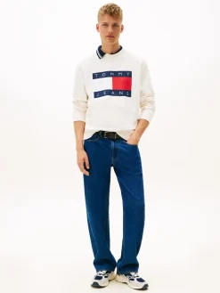 Tommy Jeans miesten collegepaita Big Flag Cneck EXT, luonnonvalkoinen