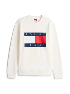 Tommy Jeans miesten collegepaita Big Flag Cneck EXT, luonnonvalkoinen