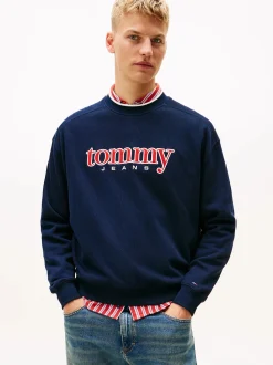 Tommy Jeans miesten collegepaita TJM 90S TEXTURE GRAPHIC CREW, tummansininen
