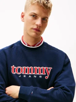 Tommy Jeans miesten collegepaita TJM 90S TEXTURE GRAPHIC CREW, tummansininen