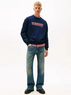 Tommy Jeans miesten collegepaita TJM 90S TEXTURE GRAPHIC CREW, tummansininen