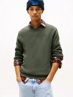 Tommy Jeans miesten neulepsuero, TJM SLIM ESS SWEATER EXT Armeijanvihreä