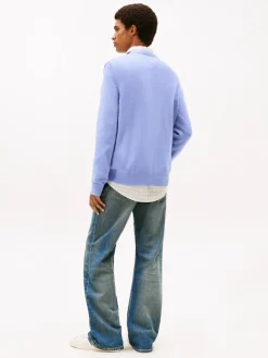 Tommy Jeans miesten neulepusero TJM Slim ESS Sweater EXT, vaaleansininen