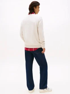 Tommy Jeans miesten neulepusero, TJM REG MELANGE FLAG SWEATER Beige