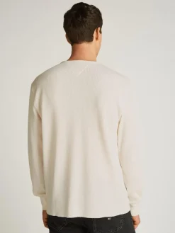 Tommy Jeans Miesten Paita, REG WAFFLE HENLEY TEE Luonnonvalkoinen