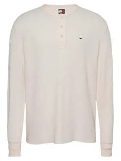 Tommy Jeans Miesten Paita, REG WAFFLE HENLEY TEE Luonnonvalkoinen