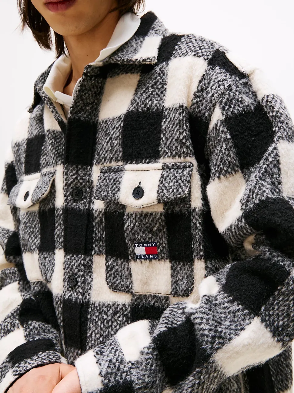 Tommy Jeans miesten paitatakki TJM Check Overshirt Ext, musta ruutu