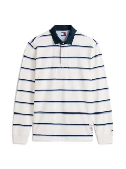 Tommy Jeans miesten paita TJM RLX WOVEN LABEL RUGBY, valkoinen