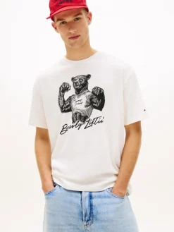 Tommy Jeans miesten t-paita TJM RLX Bear SS Tee, luonnonvalkoinen