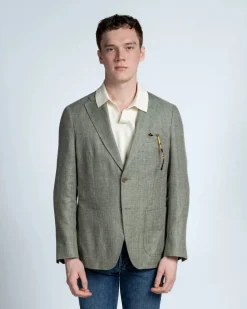 Turo Tailor miesten irtotakki, JOSHUA SLIM Raidallinen Vihreä