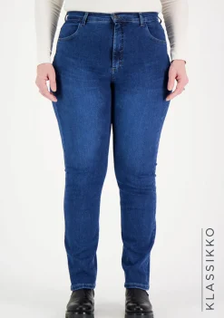 Very Nice Naisten Farkut, Caramel 7345 Curvy Fit Indigo