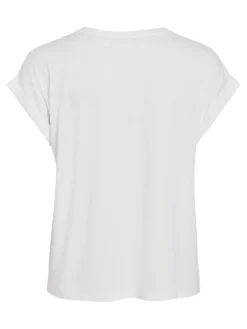 Vila lyhythihainen toppi, VIELLETTE S/S SATIN TOP Snow White