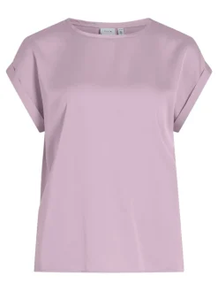 Vila lyhythihainen toppi, VIELLETTE S/S SATIN TOP Winsome Orchid