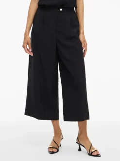 Vila naisten housut, VIMARLEE HW WIDE CULOTTE PANTS Black Beauty