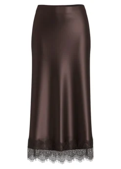 Vila naisten maxihame VIELLETTE HW ANKLE LACE SKIRT NOOS, Coffee Bean