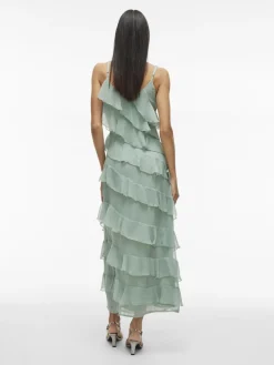 Vila naisten mekko, VILUNA STRAP DRESS Green Milieu