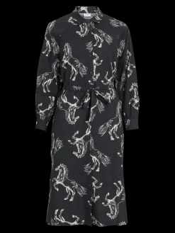Vila naisten mekko, VINADIVA CHE L/S MID SHIRT DRESS Black Beauty