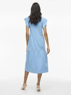 Vila naisten mekko, VISUMMER S/S MIDI DRESS Blissful Blue