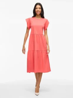 Vila naisten mekko, VISUMMER S/S MIDI DRESS Dubarry