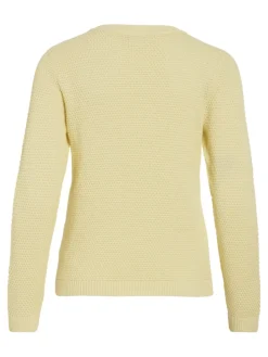 Vila naisten neulepaita VIDalo O-Neck L/S Knit Top-NOOS, Pastel Yellow