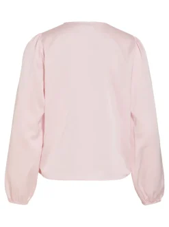 Vila naisten pusero Vielette L/S Smock Satin Top, Cherry Blossom