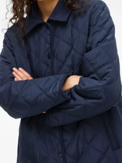 Vila naisten tikkitakki, VIQUILA L/S CORDUROY QUILT LONG JACKET Navy Blazer