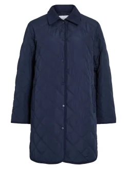 Vila naisten tikkitakki, VIQUILA L/S CORDUROY QUILT LONG JACKET Navy Blazer