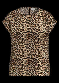Vila naisten toppi, VIELLETTE S/S FULL SATIN TOP Caramel Café Leo
