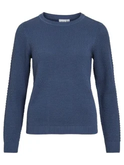 Vila neule, K-VIDALO O-NECK L/S KNIT TOP- NOOS Vintage Indigo