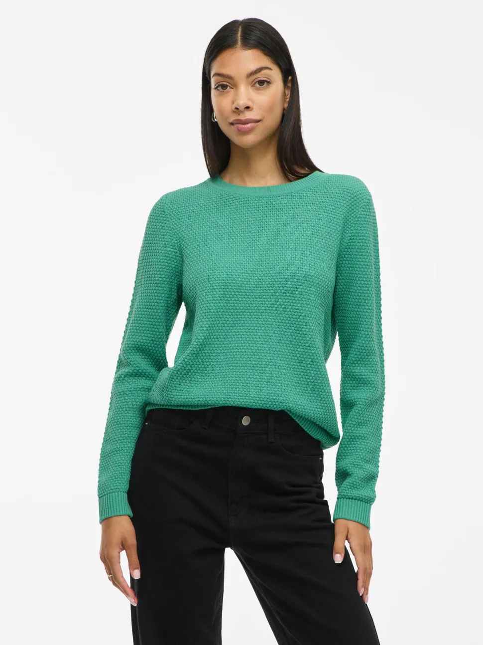 Vila neule K-VIDALO O-NECK L/S KNIT TOP- NOOS, Winter Green