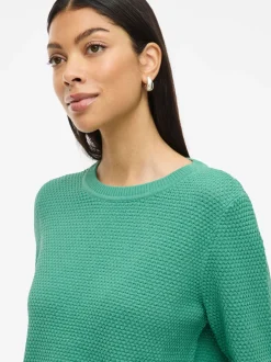 Vila neule K-VIDALO O-NECK L/S KNIT TOP- NOOS, Winter Green