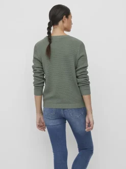 Vila neule, VIDALO O-NECK L/S KNIT TOP Laurel Wreath