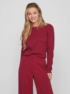 Vila neule, VIDALO O-NECK L/S KNIT TOP Pinkki