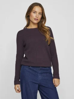 Vila neule, VIDALO O-NECK L/S KNIT TOP Plum Perfect