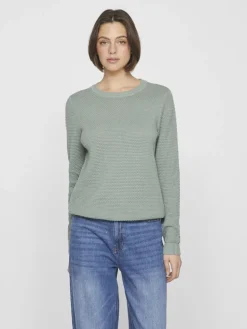 Vila neule, VIDALO O-NECK L/S KNIT TOP Chinois Green