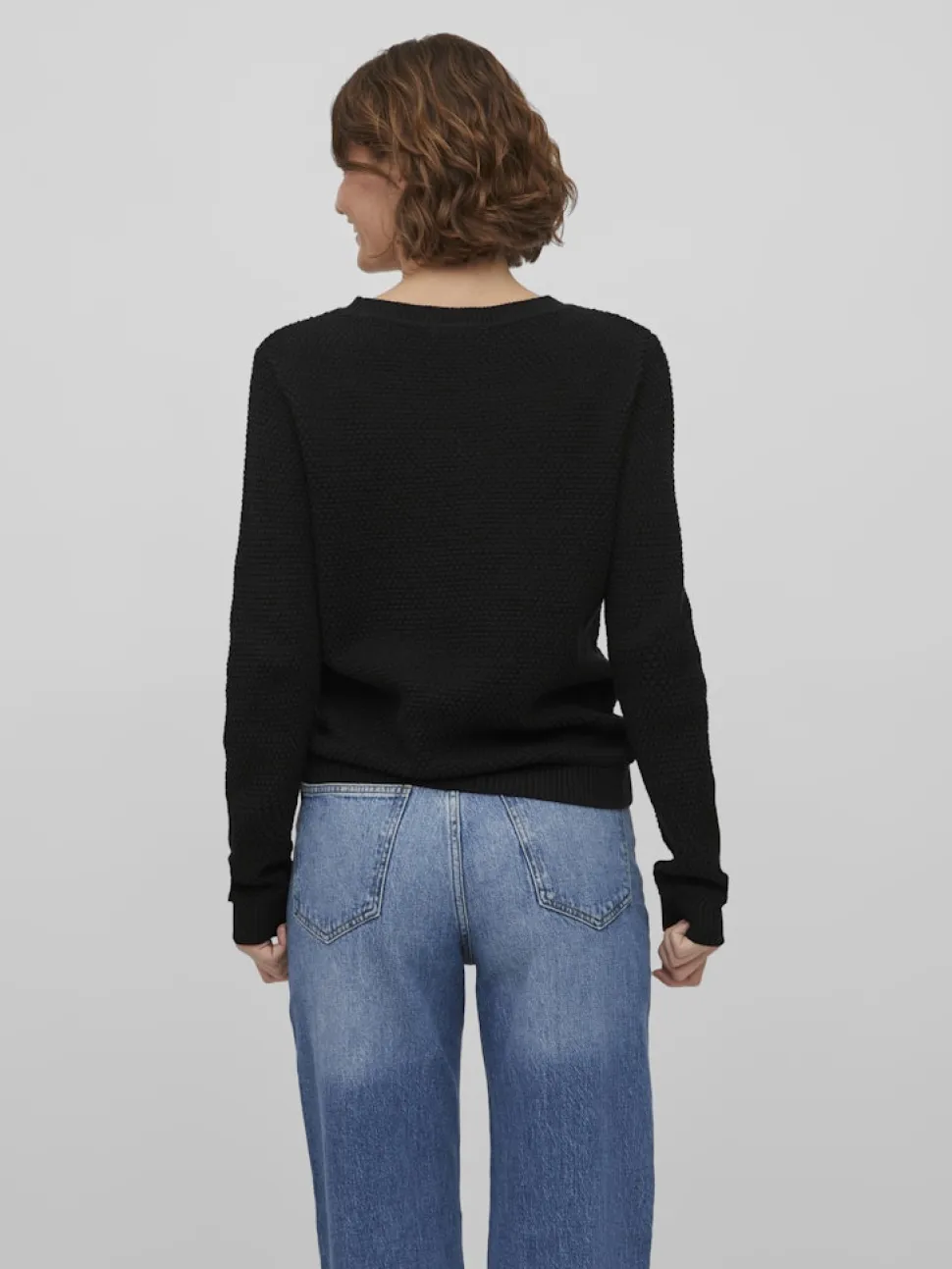 Vila neule, VIDALO O-NECK L/S KNIT TOP Black