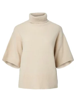 Y.A.S naisten neulepusero, YASEMILA 2/4 WOOL KNIT PULLOVER S. NOOS Sandshell