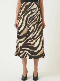 Y.A.S hame, YASPELLA HW MIDI SKIRT Sandshell Zebra Print