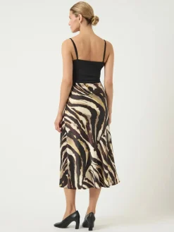 Y.A.S hame, YASPELLA HW MIDI SKIRT Sandshell Zebra Print