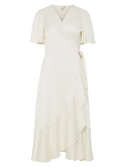 Y.A.S mekko YASTHEA 2/4 MIDI WRAP DRESS S. NOOS, Gardenia