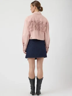 Y.A.S naisten farkkutakki, YASSUN LS CROP DENIM JACKET Vaaleanpunainen