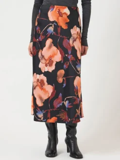 Y.A.S naisten hame YASPELLA HW MIDI SKIRT S. NOOS, Black Pilana