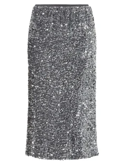 Y.A.S naisten hame YASVALERA HW LONG SKIRT, Medium Grey Melange