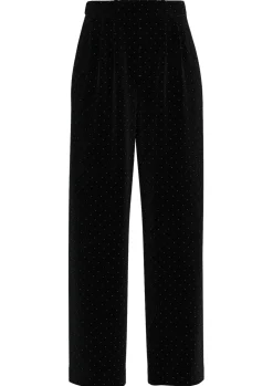 Y.A.S naisten housut, YASHELLA HW VELOUR ELASTIC PANT Musta