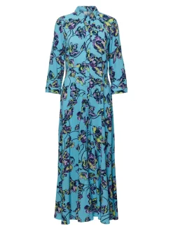 Y.A.S Naisten Maksimekko YASSAVANNA LONG SHIRT DRESS Kuosivaaleansininen