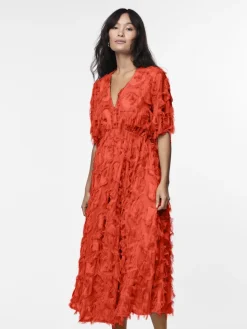 Y.A.S Naisten Mekko, K-YASPAZYLLA 2/4 MIDI DRESS Punainen